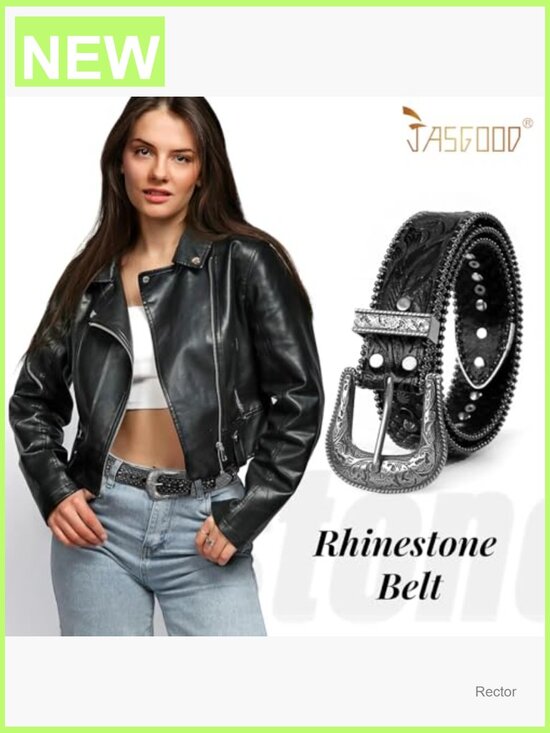 Bling Rhinestone Studded Western Belt for Jeans - 1.5\